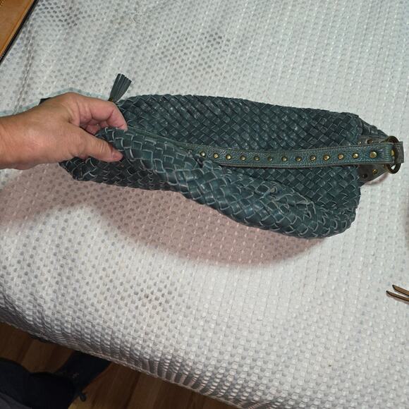 FOSSIL XL GREEN LEATHER HOBO BAG - Picture 3 of 6